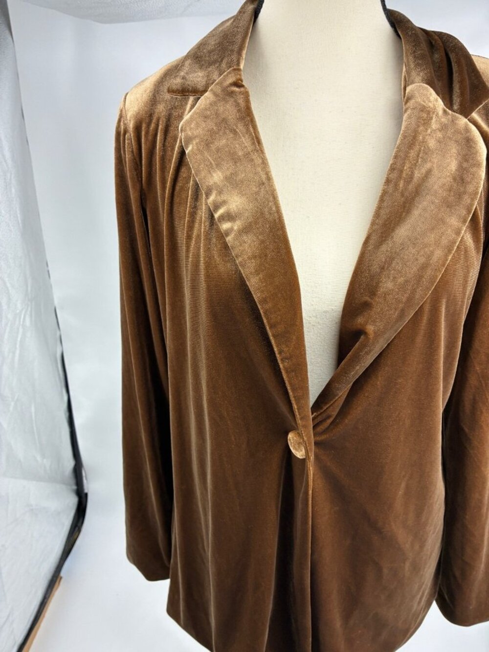 Sadie & Sage Womens Brown Velvet Blazer Jacket Single Button Size M Bohemian - Picture 4 of 9